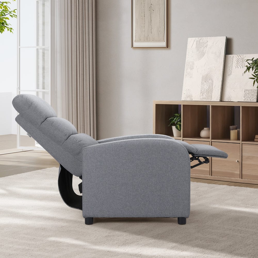 Oikiture Accent Chair Recliner Chair Armchair Adjustable Sofa Lounge Polyester Grey