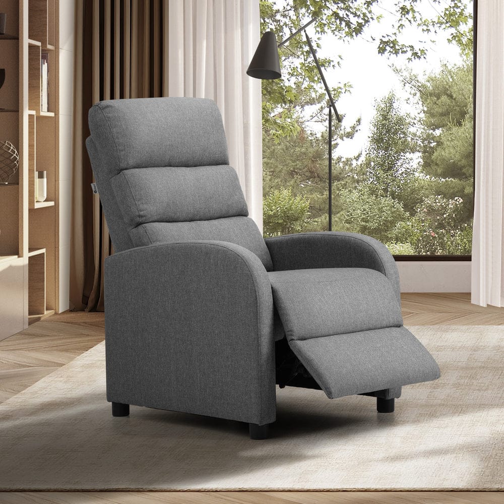 Oikiture Accent Chair Recliner Chair Armchair Adjustable Sofa Lounge Polyester Grey