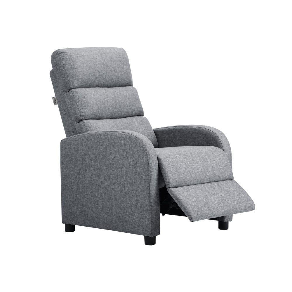 Oikiture Accent Chair Recliner Chair Armchair Adjustable Sofa Lounge Polyester Grey