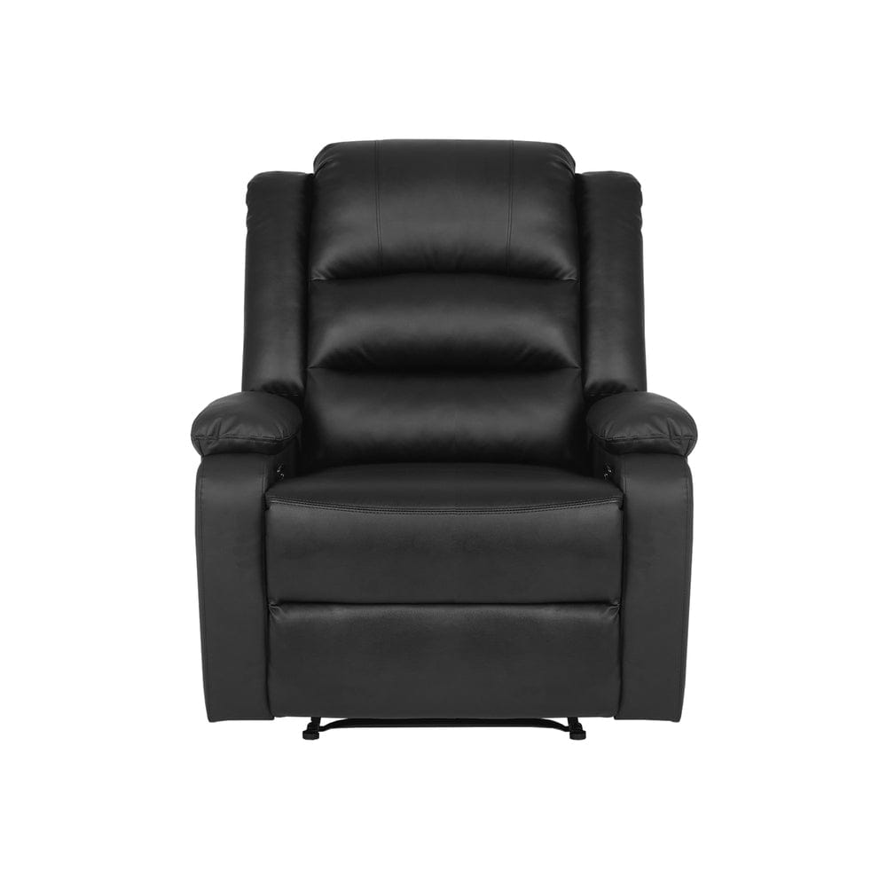 Oikiture Accent Chair Recliner Chair Armchair with Side Pocket Leather Black