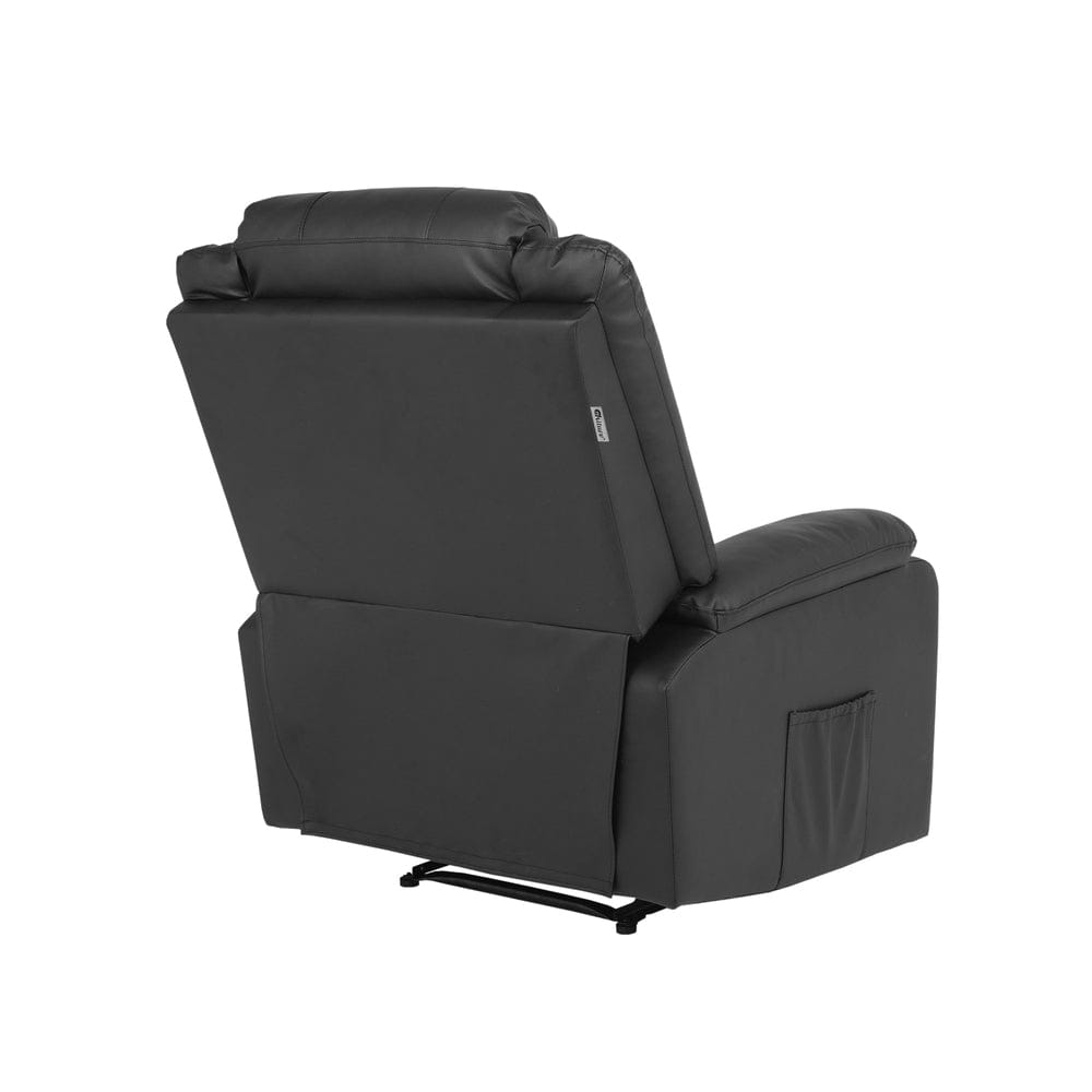 Oikiture Accent Chair Recliner Chair Armchair with Side Pocket Leather Black