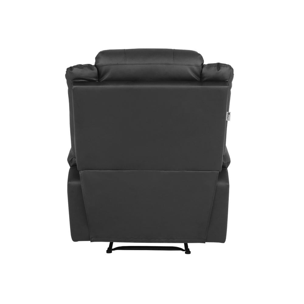 Oikiture Accent Chair Recliner Chair Armchair with Side Pocket Leather Black
