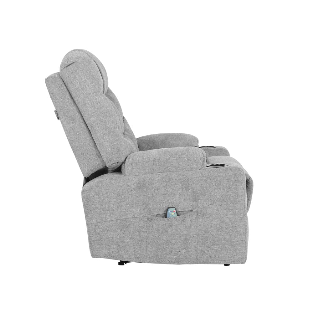Oikiture Massage Chair Recliner Chair Electric Massage Chairs Heated Polyester Grey