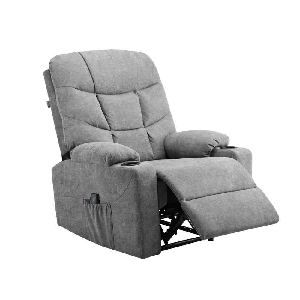 Oikiture Massage Chair Recliner Chair Electric Massage Chairs Heated Polyester Grey