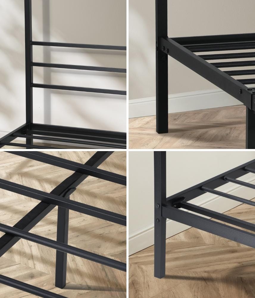 Oikiture Bedframe RYE Metal Canopy Bed Frame Platform - BLACK