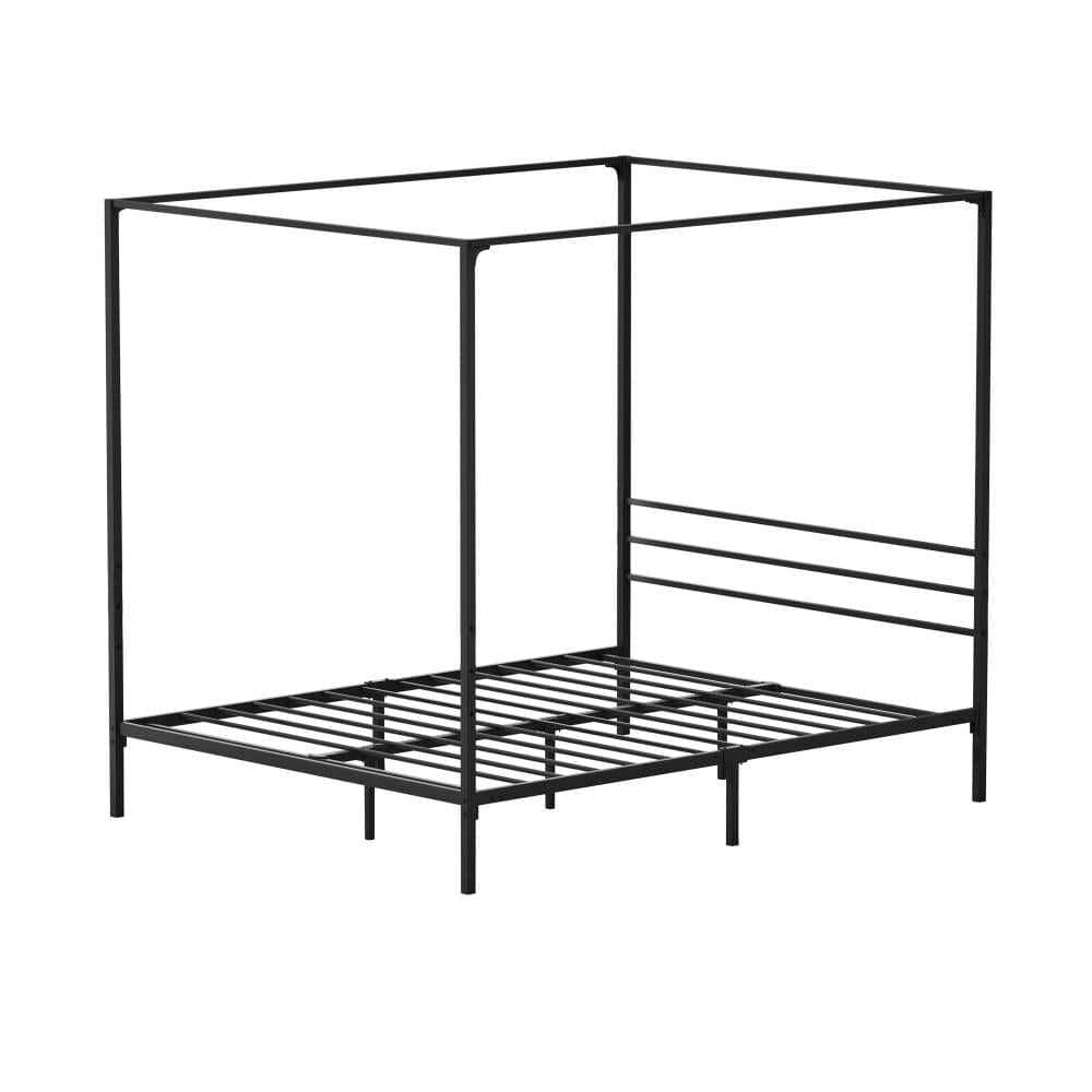 Oikiture Bedframe RYE Metal Canopy Bed Frame Platform - BLACK