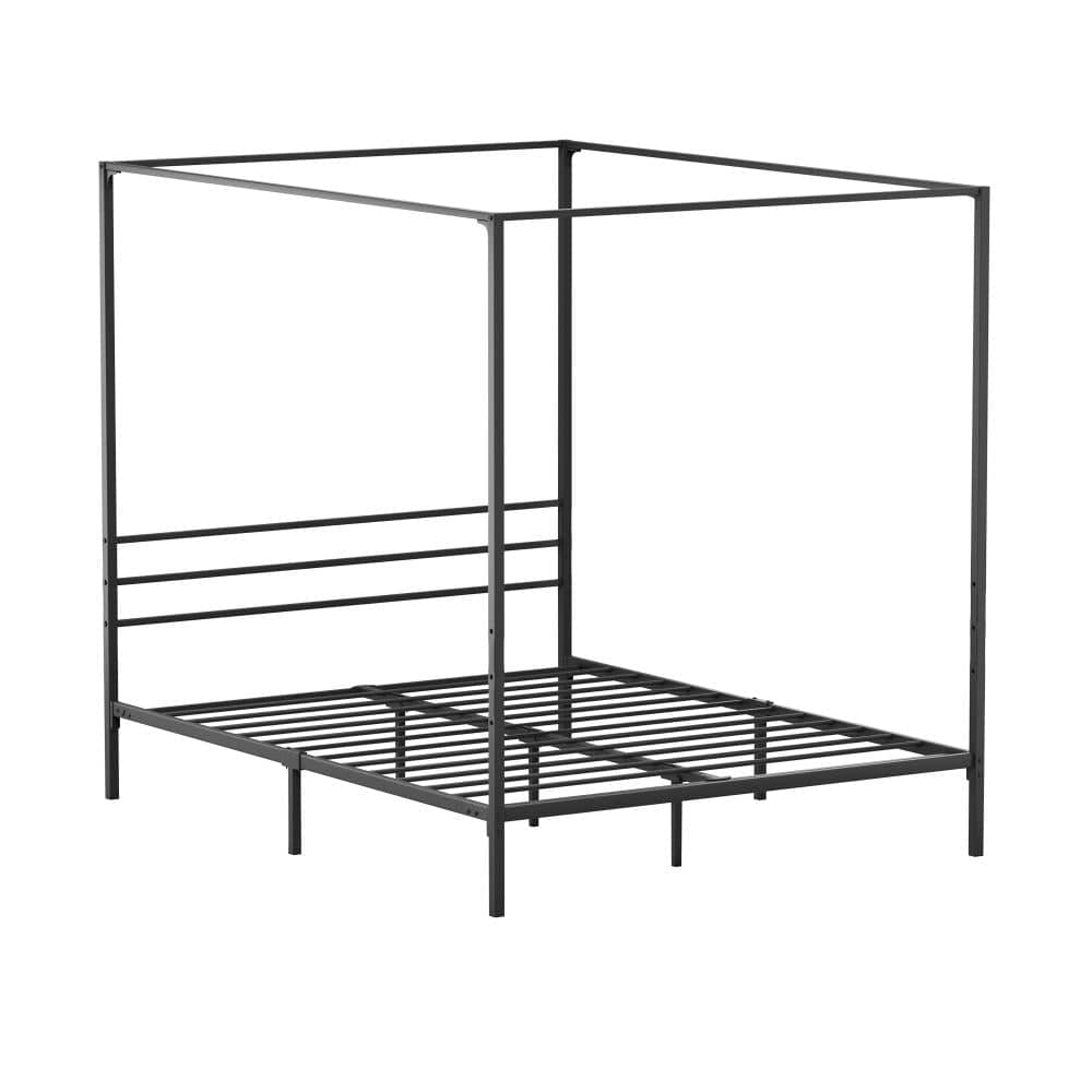 Oikiture Bedframe RYE Metal Canopy Bed Frame Platform - BLACK