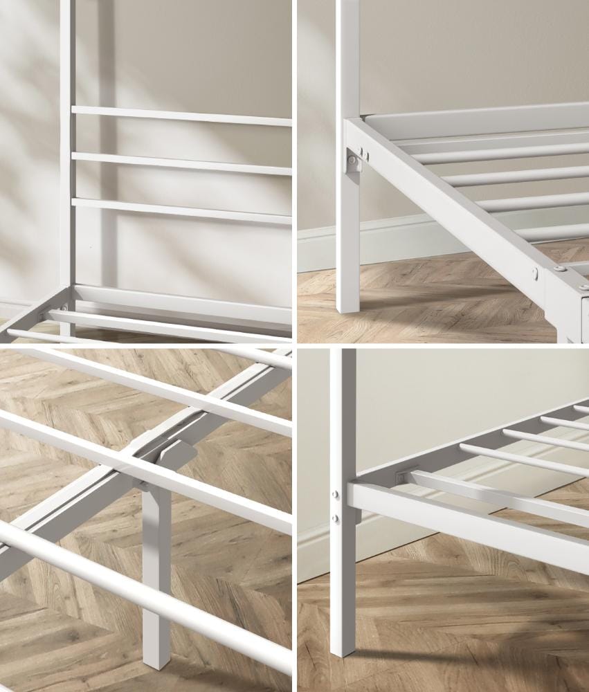Oikiture Bedframe RYE Metal Canopy Bed Frame Platform - WHITE