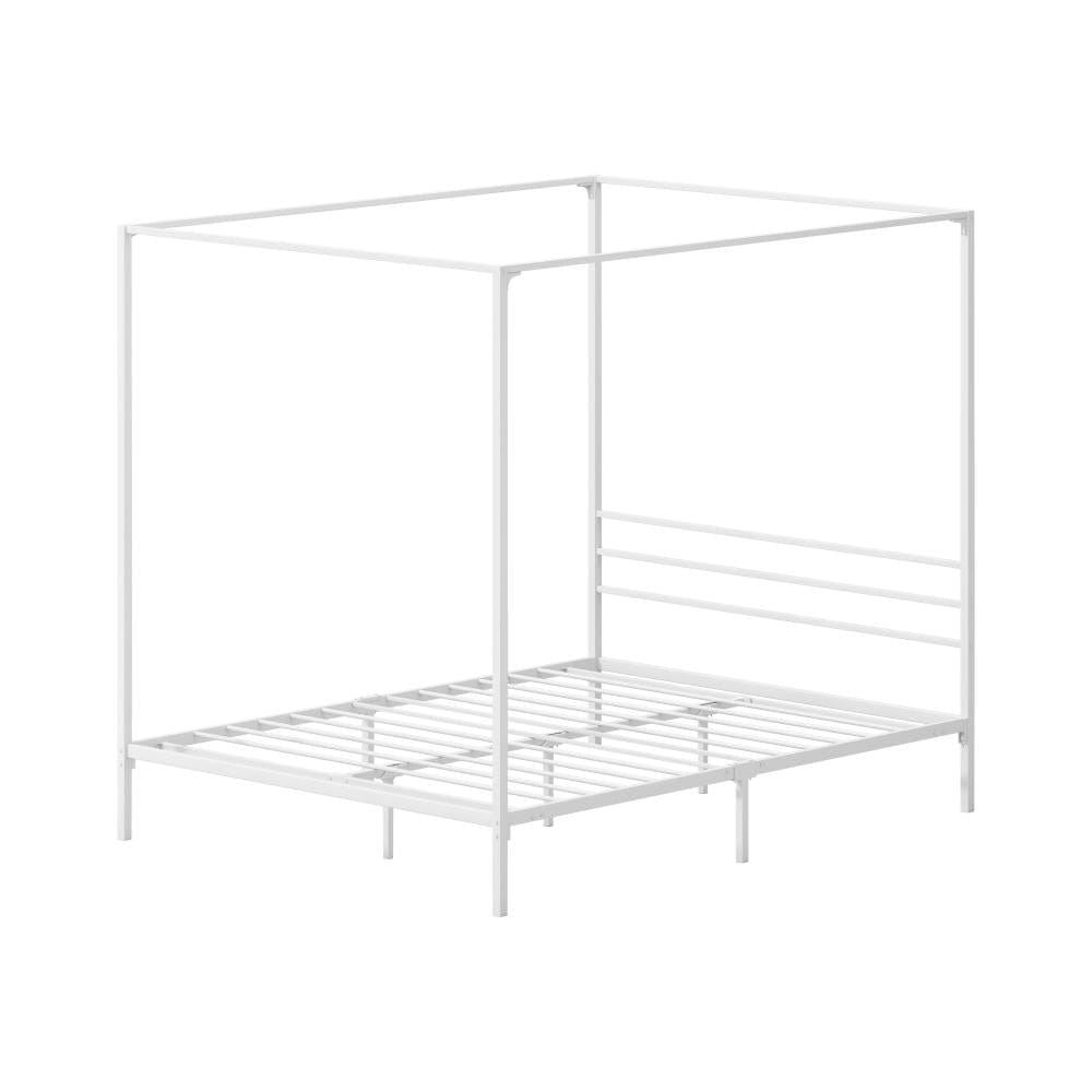 Oikiture Bedframe RYE Metal Canopy Bed Frame Platform - WHITE