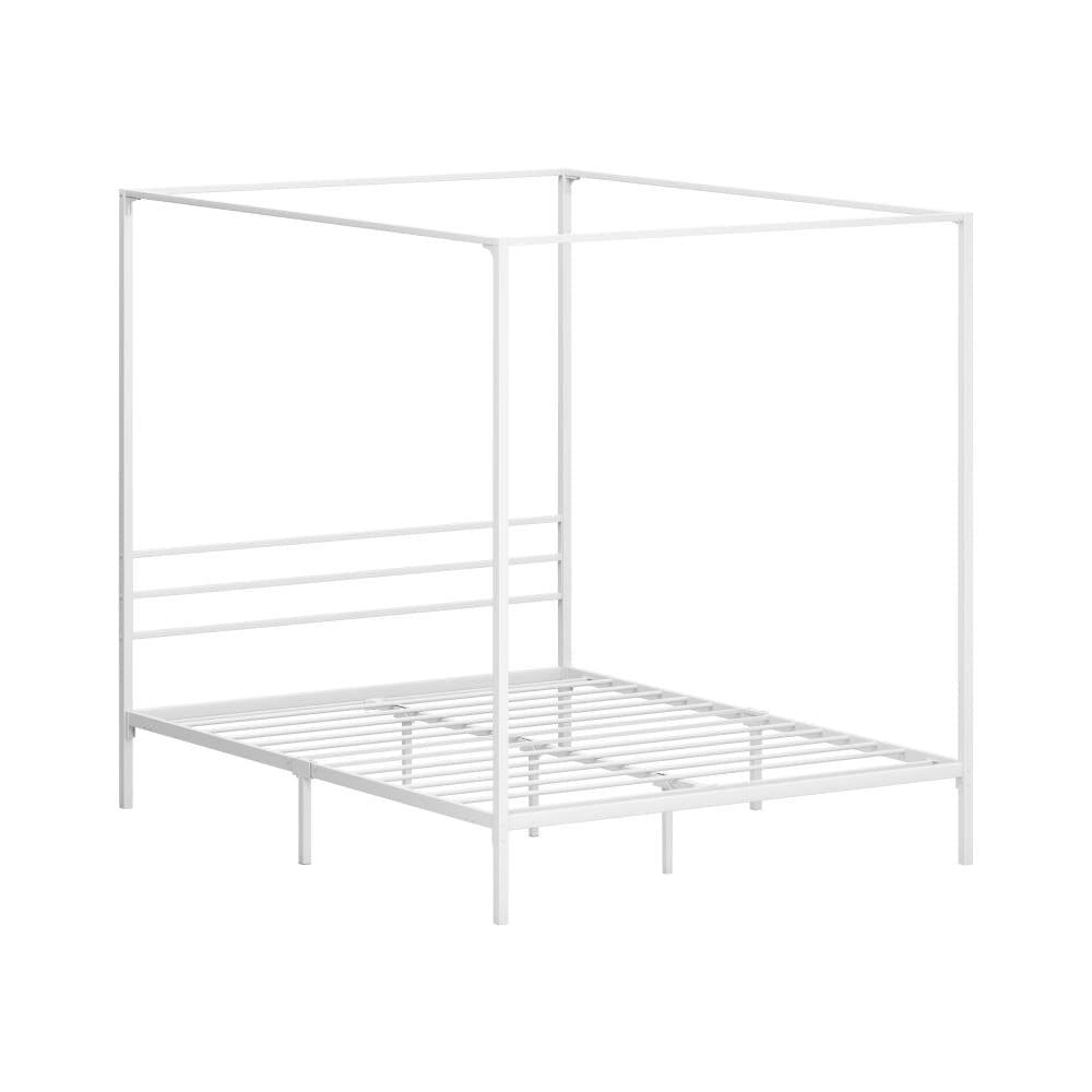 Oikiture Bedframe RYE Metal Canopy Bed Frame Platform - WHITE