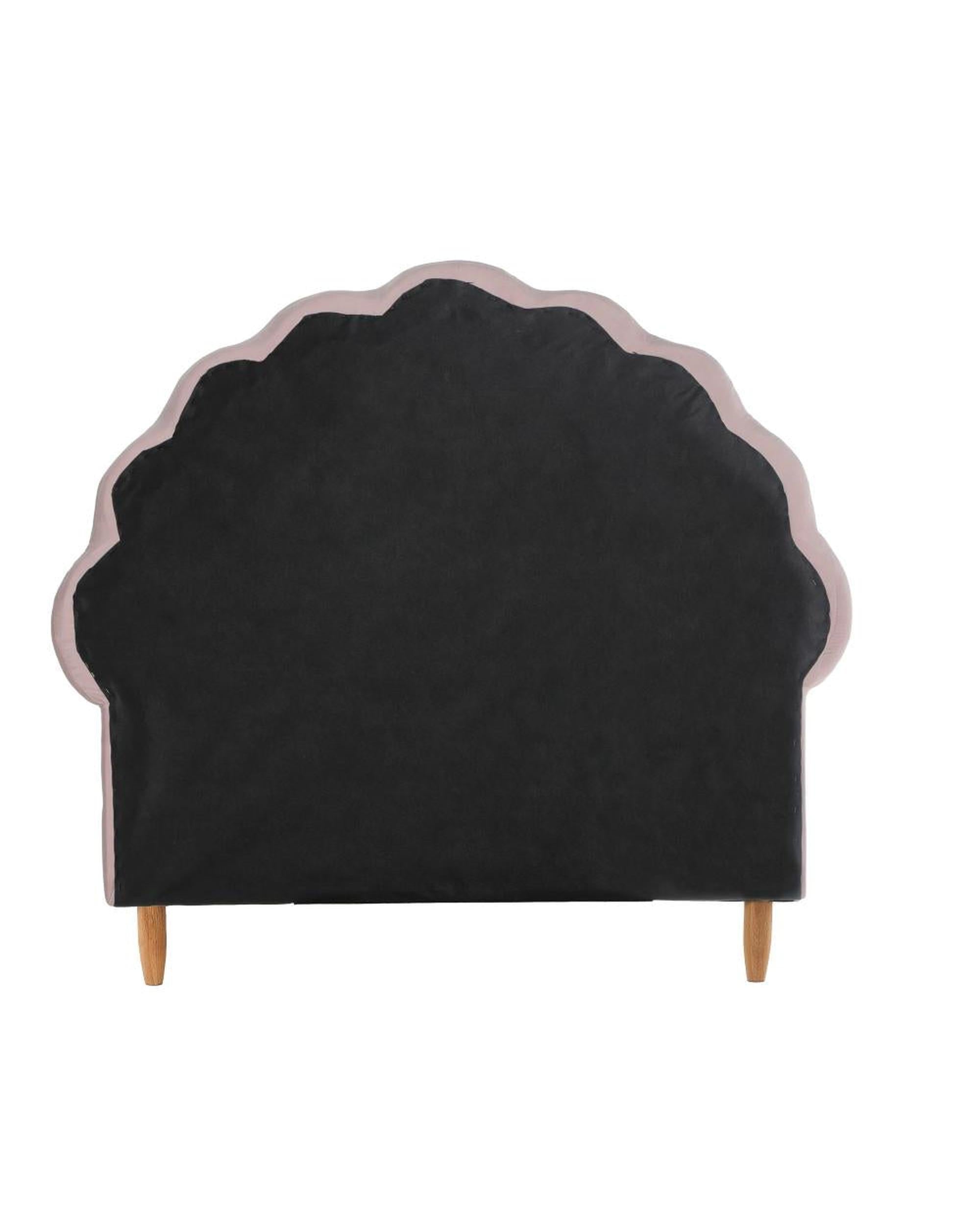 Oikiture Bedframe SHELLY Frame Scallop-Shape Bedhead Pink Velvet