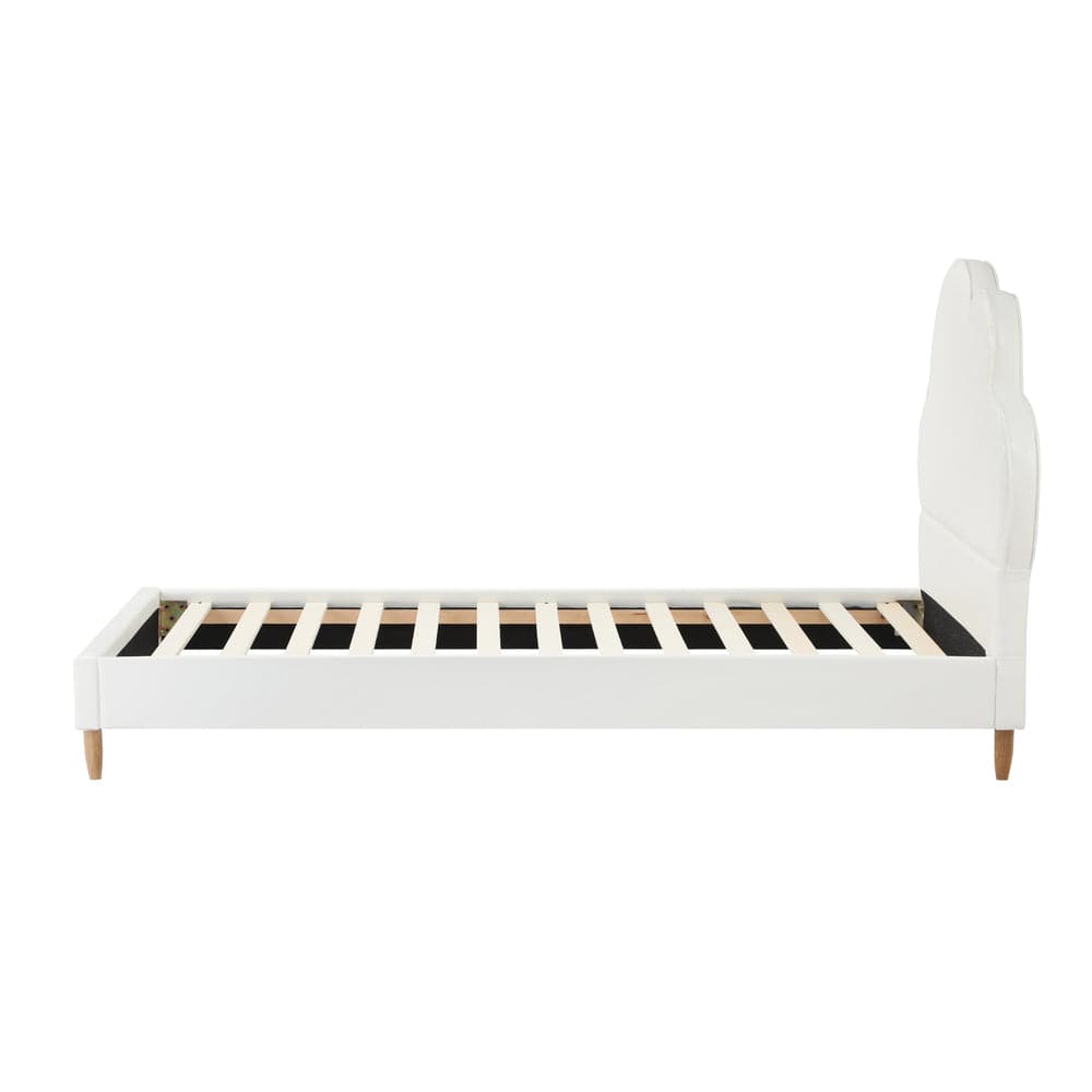 Oikiture Bedframe SKY Bed Frame Single Size Kids Bed Frame White Leather