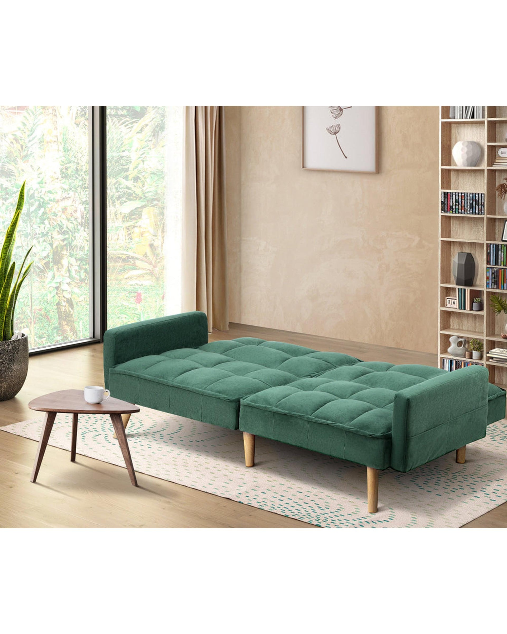 Oikiture Sofa SOFIA Sofa Bed Velvet 3-Seater Green