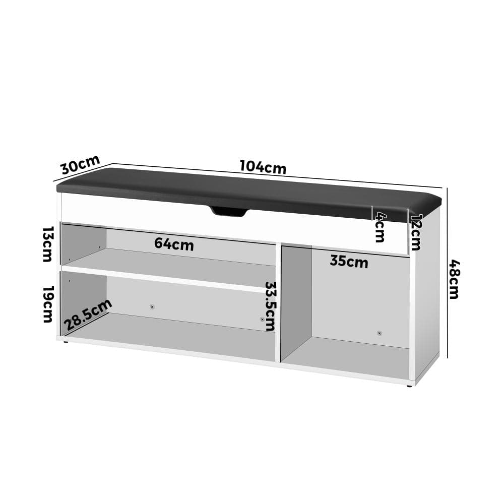 Oikiture Shoe Rack Sol Shoe Cabinet Bench Shoe Storage Rack PU Padded Seat Organiser Shelf