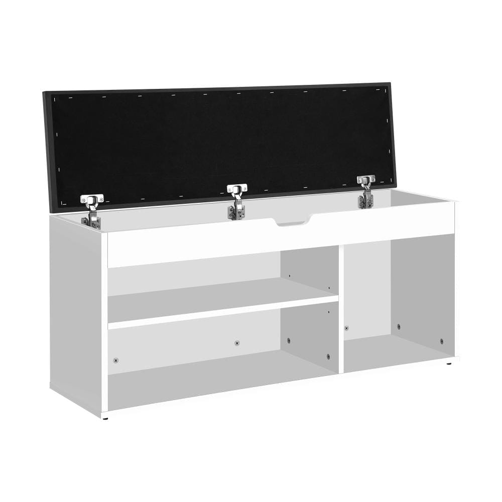 Oikiture Shoe Rack Sol Shoe Cabinet Bench Shoe Storage Rack PU Padded Seat Organiser Shelf