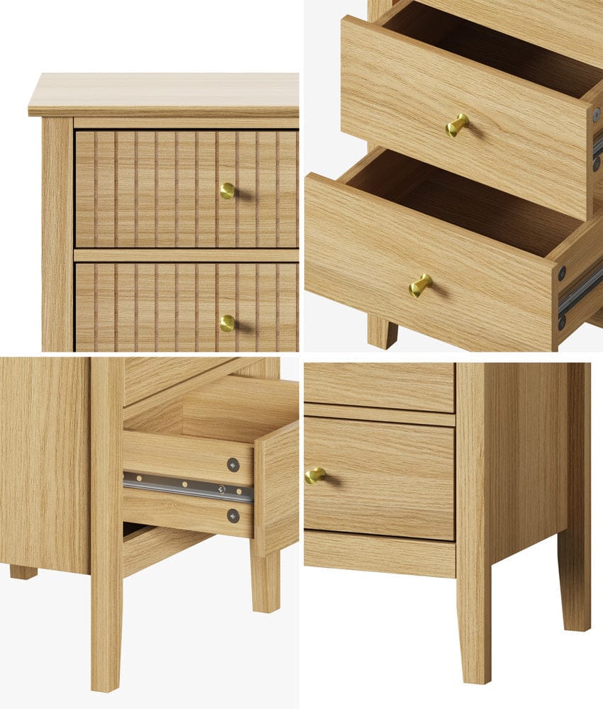 Oikiture Chest of Drawers SONYA 5 Chest of Drawers Dresser Tallboy Storage Cabinet Natural