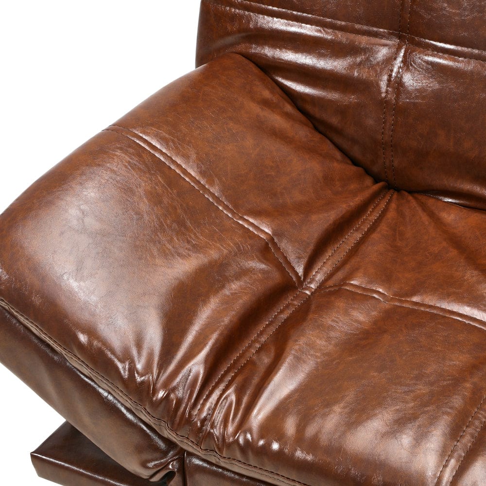 Oikiture Sofa SONYA Sofa Bed 3-Seater Convertible Leather Brown