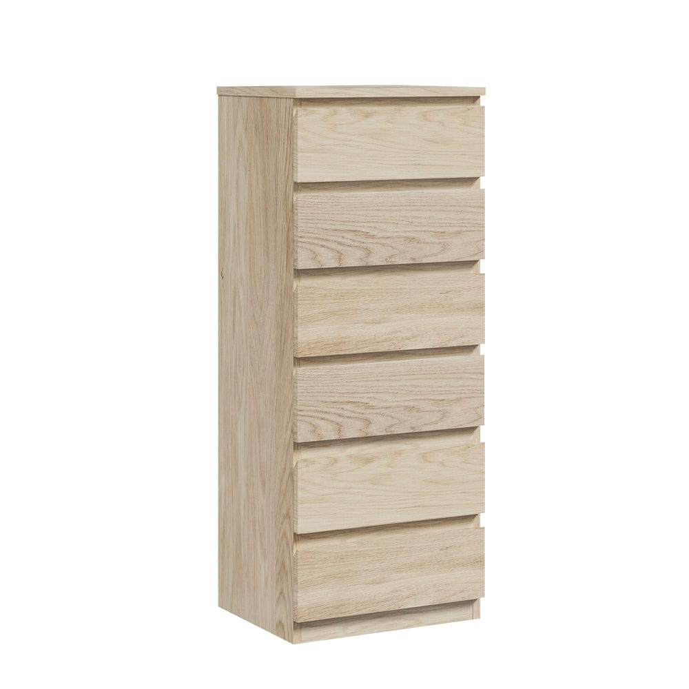 Oikiture Chest of Drawers TEE 6 Chest of Drawers Lowboy Handle-Free Natural