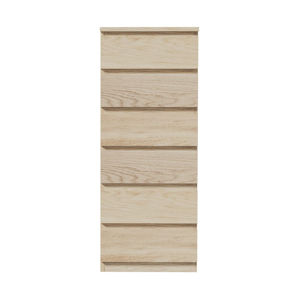 Oikiture Chest of Drawers TEE 6 Chest of Drawers Lowboy Handle-Free Natural