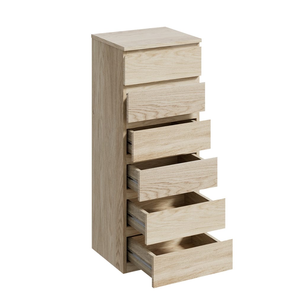 Oikiture Chest of Drawers TEE 6 Chest of Drawers Lowboy Handle-Free Natural