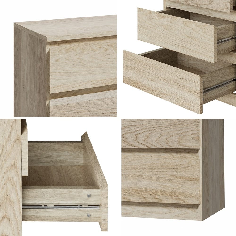 Oikiture Chest of Drawers TEE 6 Chest of Drawers Lowboy Handle-Free Natural
