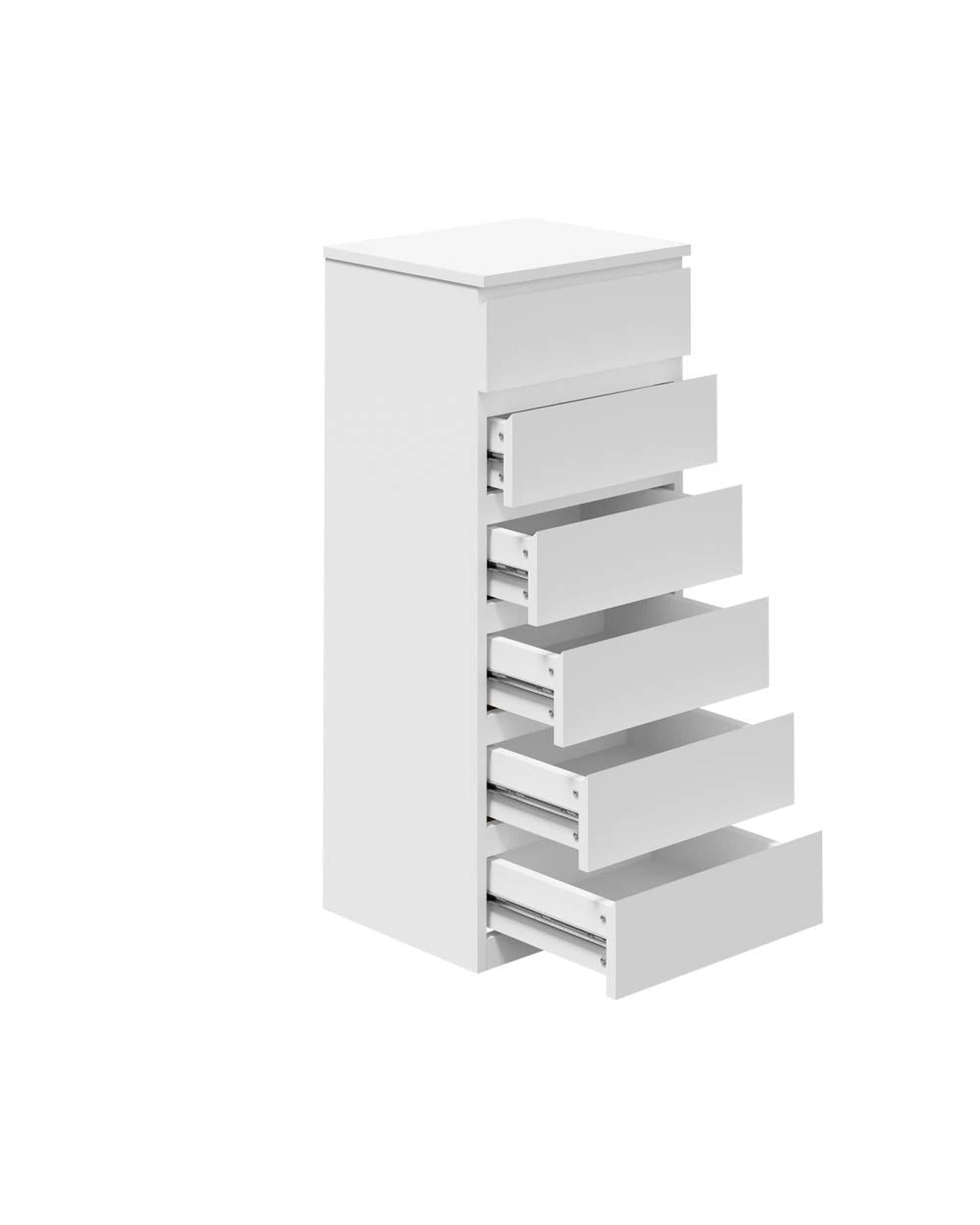 Oikiture Chest of Drawers TEE 6 Chest of Drawers Lowboy Handle-Free White