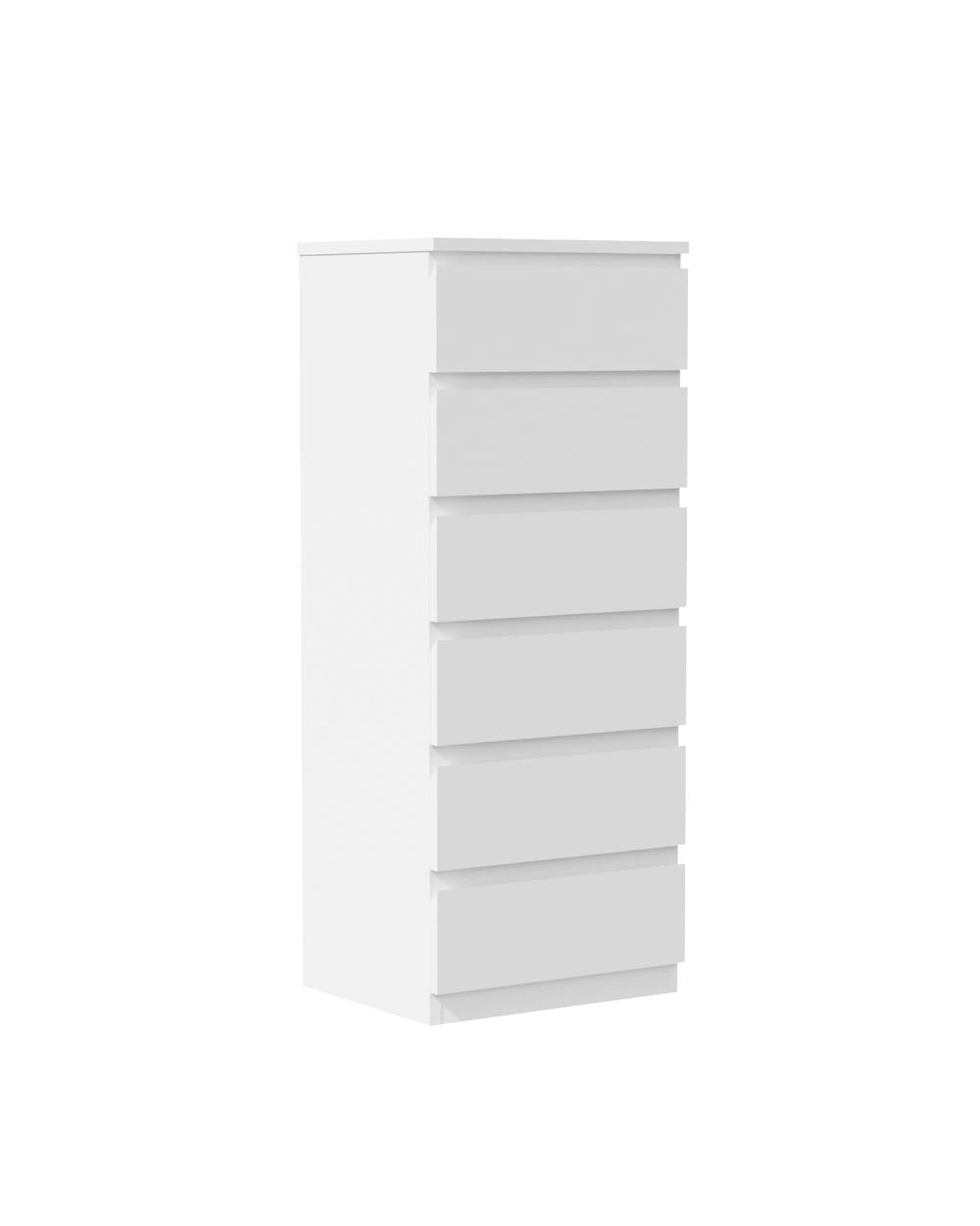 Oikiture Chest of Drawers TEE 6 Chest of Drawers Lowboy Handle-Free White