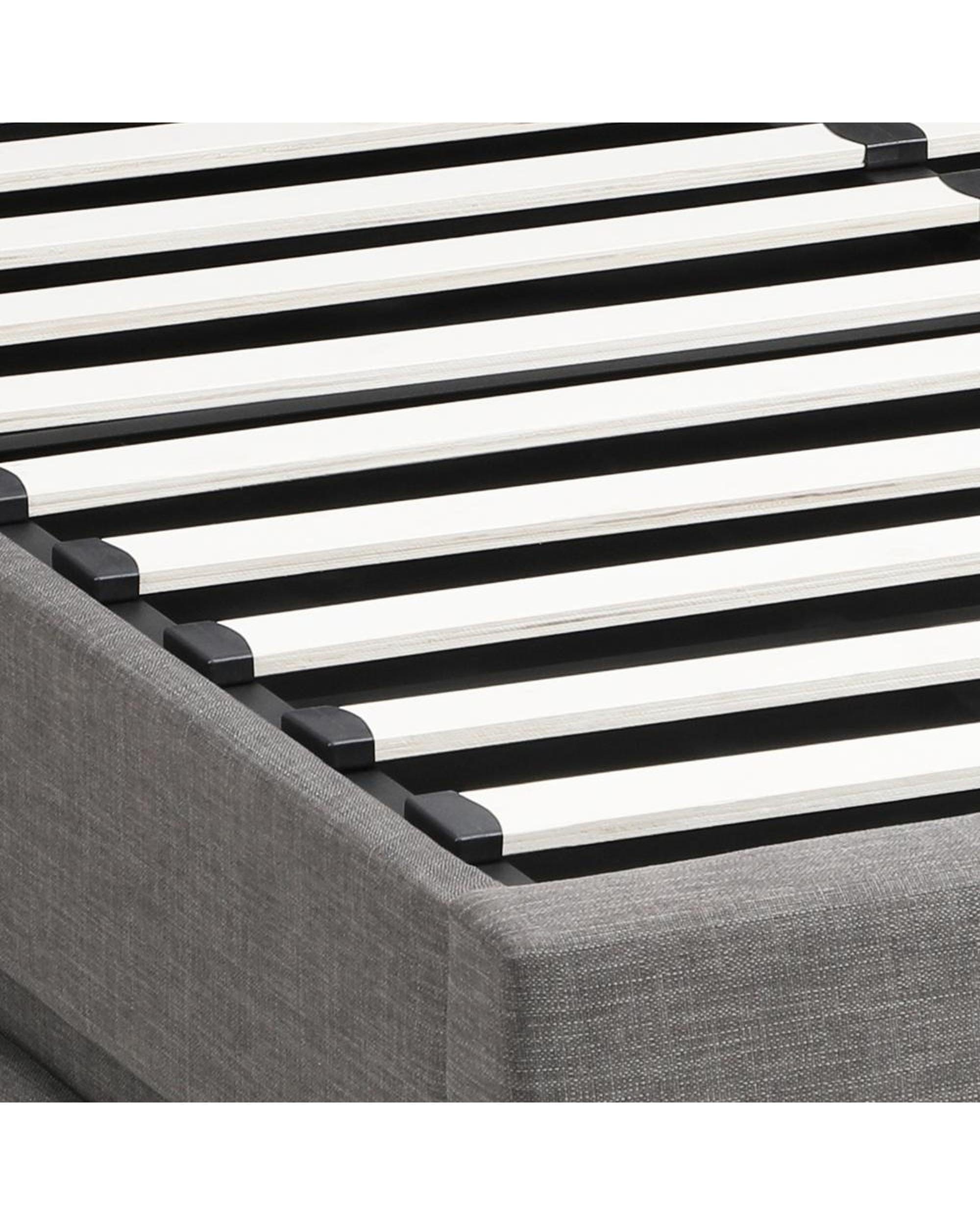 Oikiture Bedframe Thomas Bed Frame Bed Frame LED Mattress Base with Gas Lift and Storage Space Grey