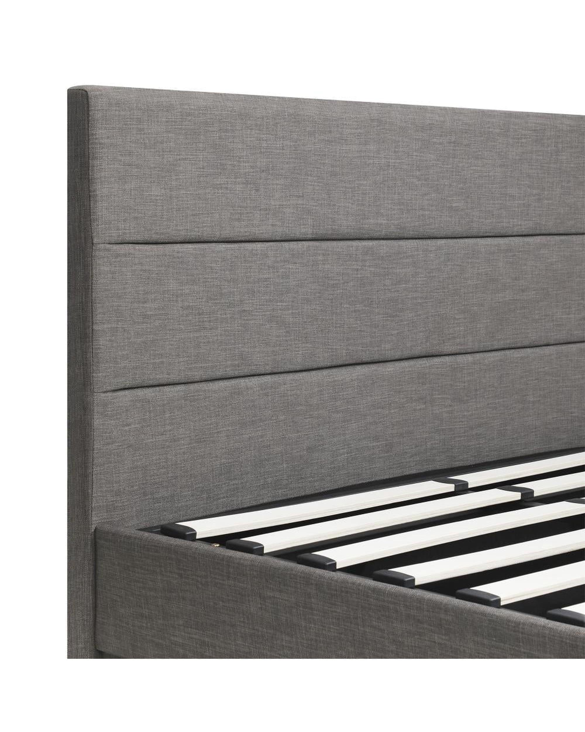 Oikiture Bedframe Thomas Bed Frame Bed Frame LED Mattress Base with Gas Lift and Storage Space Grey