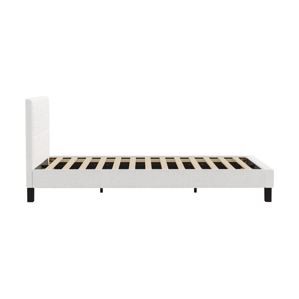 Oikiture Bedframe TOFU Bed Frame Base White Boucle