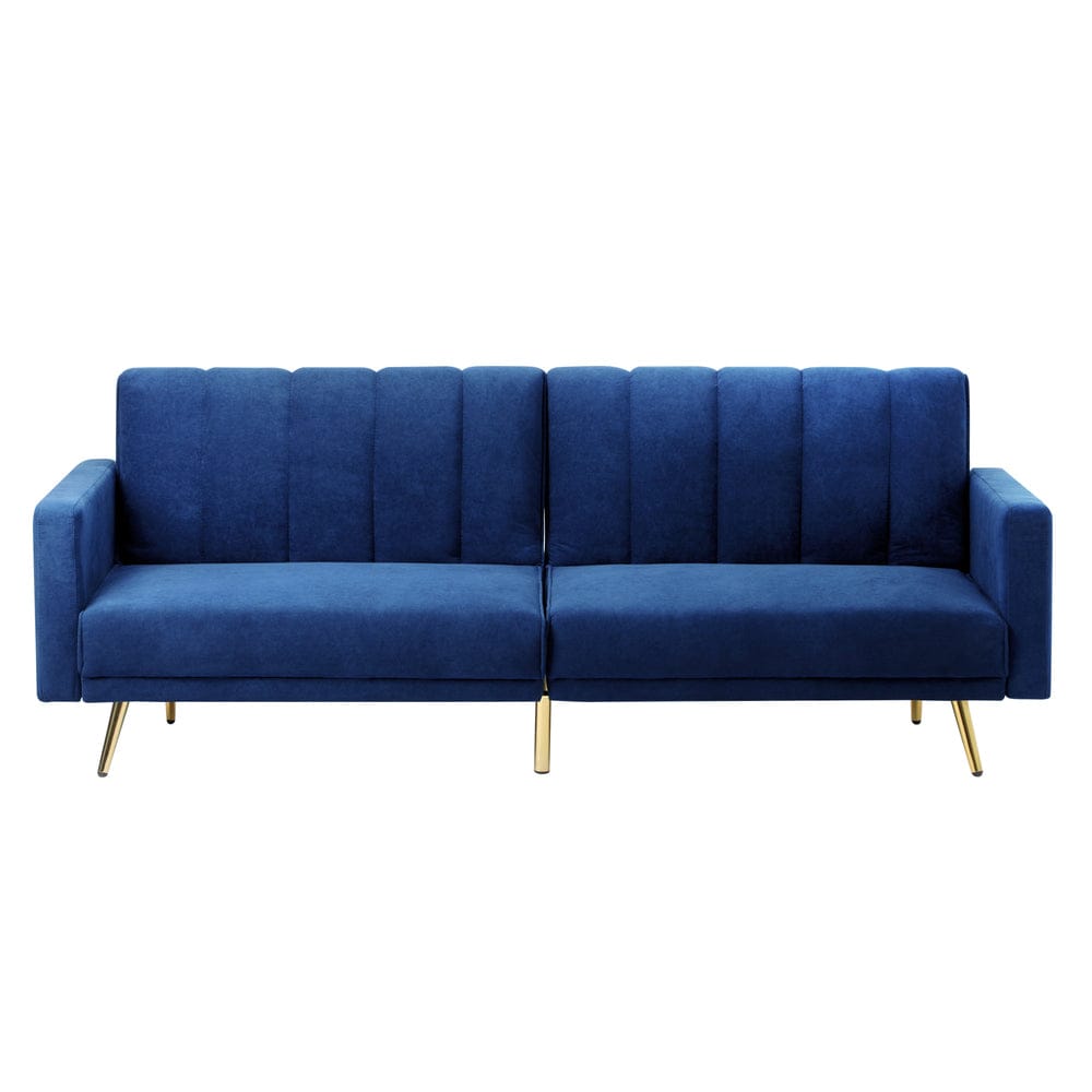 Oikiture Sofa TRES 3 Seater Sofa Bed Velvet Blue