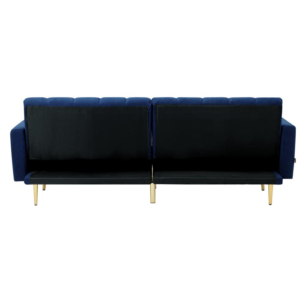 Oikiture Sofa TRES 3 Seater Sofa Bed Velvet Blue