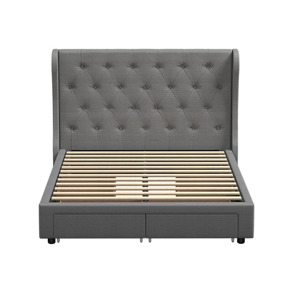 Oikiture Bedframe Trevi Bed Frame Frames with 4 Storage Drawers Collection