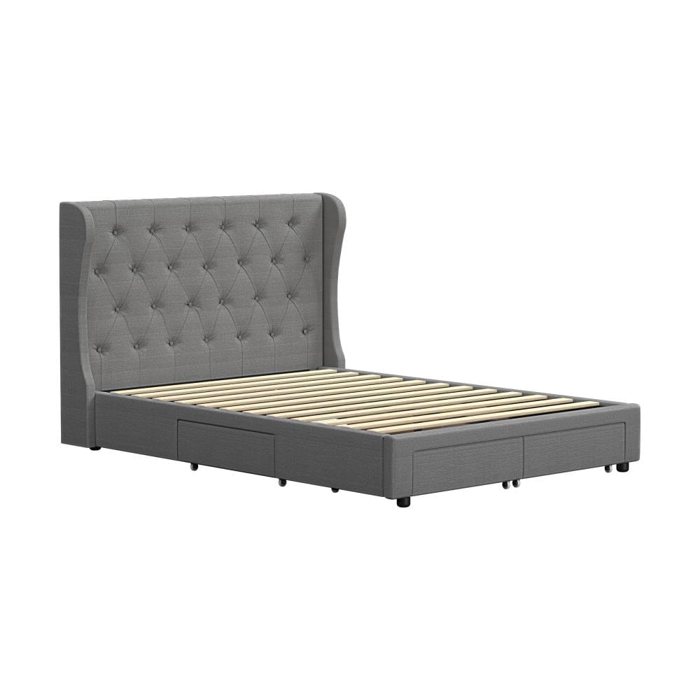 Oikiture Bedframe Trevi Bed Frame Frames with 4 Storage Drawers Collection