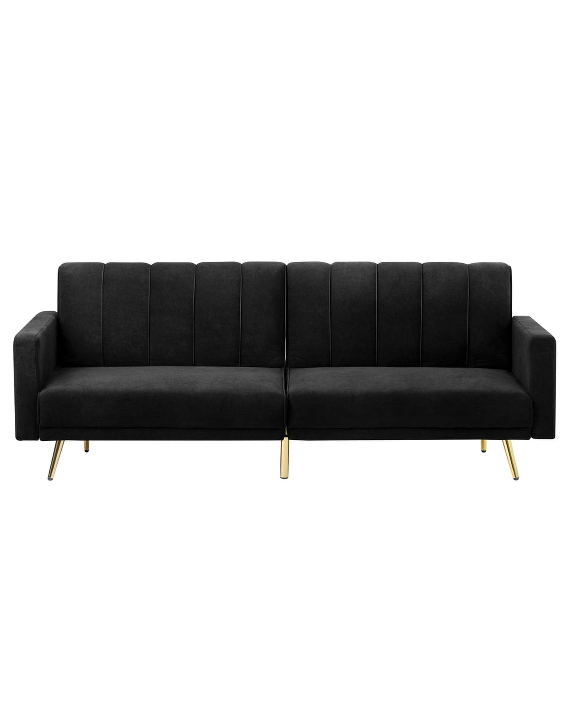 Oikiture Sofa TRI 3-Seater Sofa Bed Velvet Black