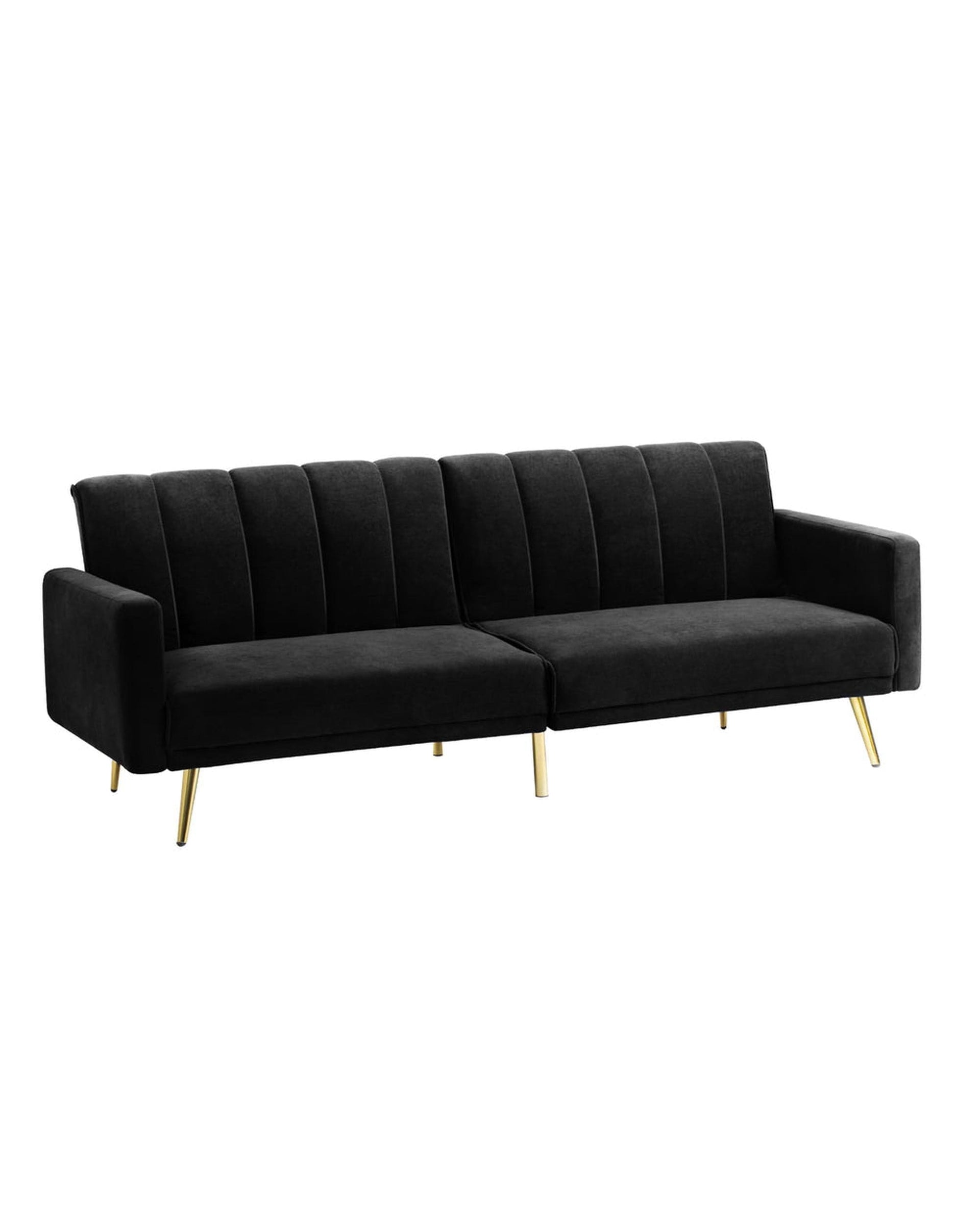 Oikiture Sofa TRI 3-Seater Sofa Bed Velvet Black