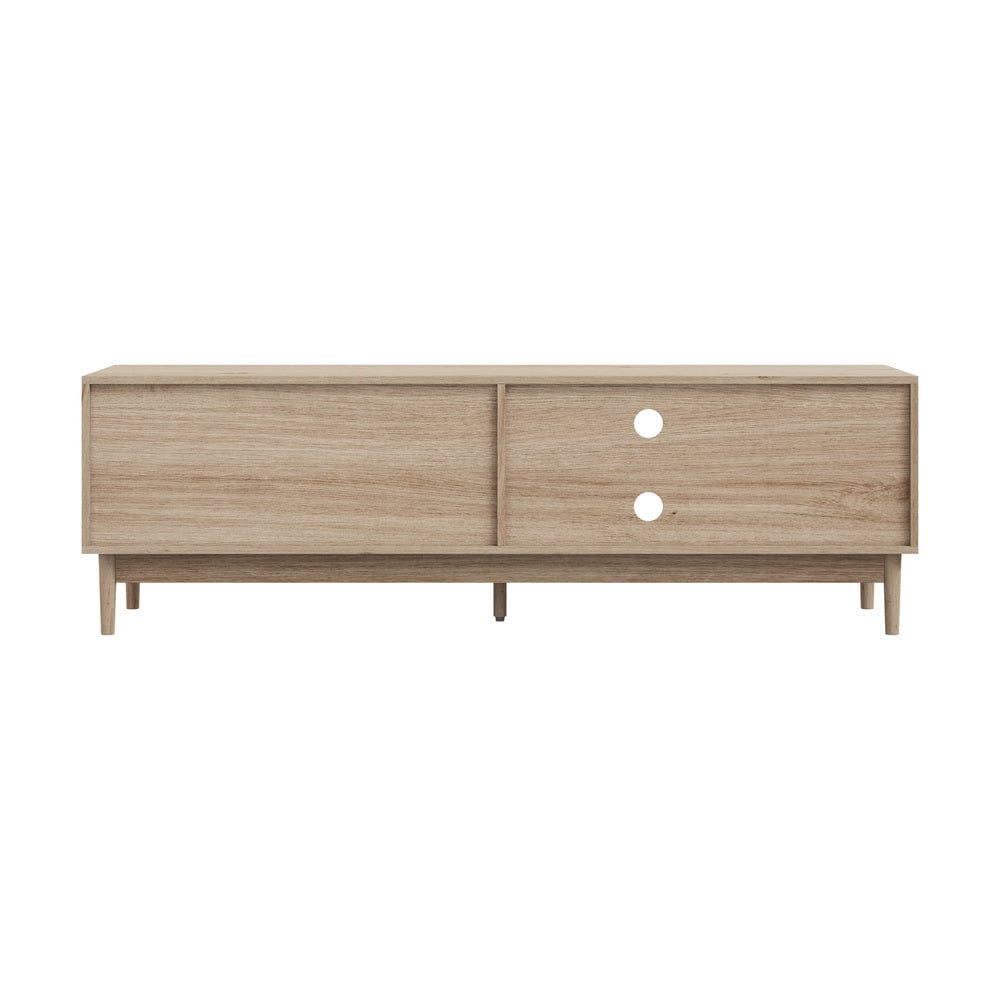Oikiture TV Unit TV Cabinet Entertainment Unit Stand 160cm Natural
