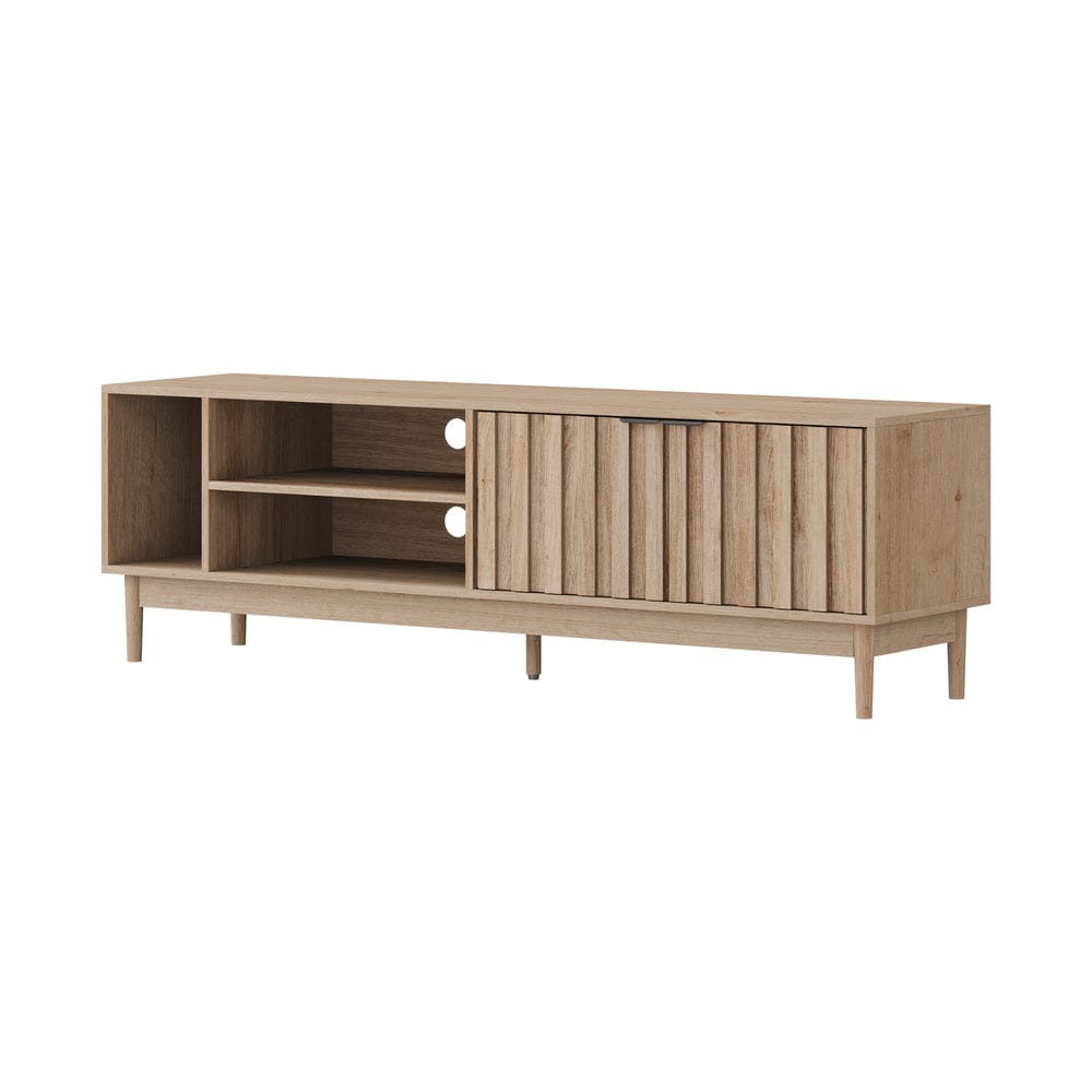 Oikiture TV Unit TV Cabinet Entertainment Unit Stand 160cm Natural