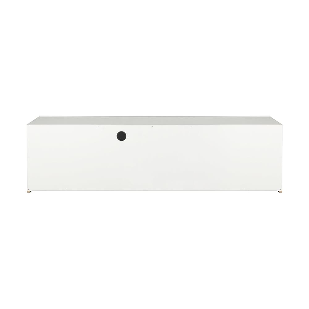 Oikiture TV Unit TV Stand Cabinet Entertainment Unit RGB LED Gloss 130cm White