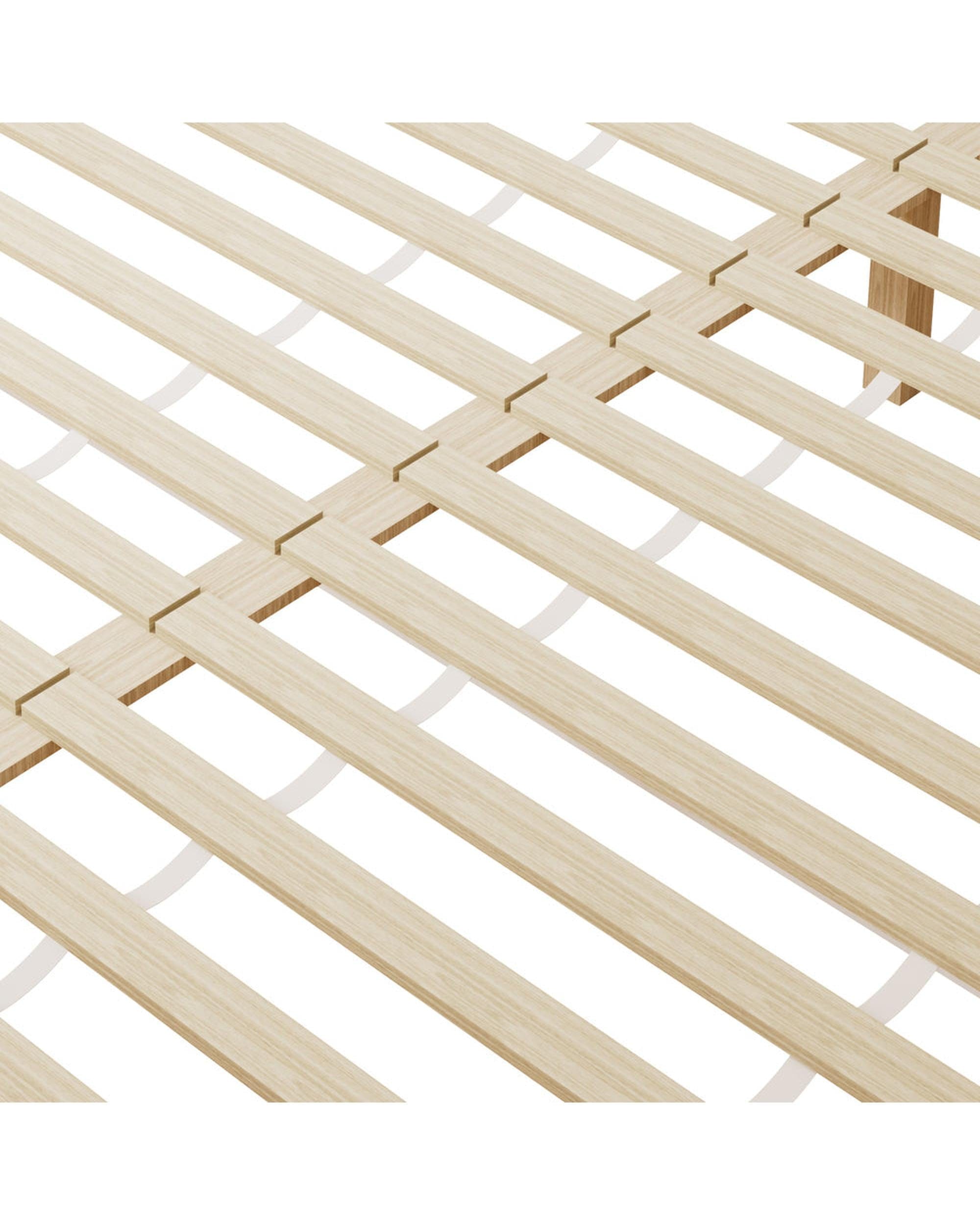Oikiture Bedframe VALT Wooden Bed Frame with Trundle Drawers White