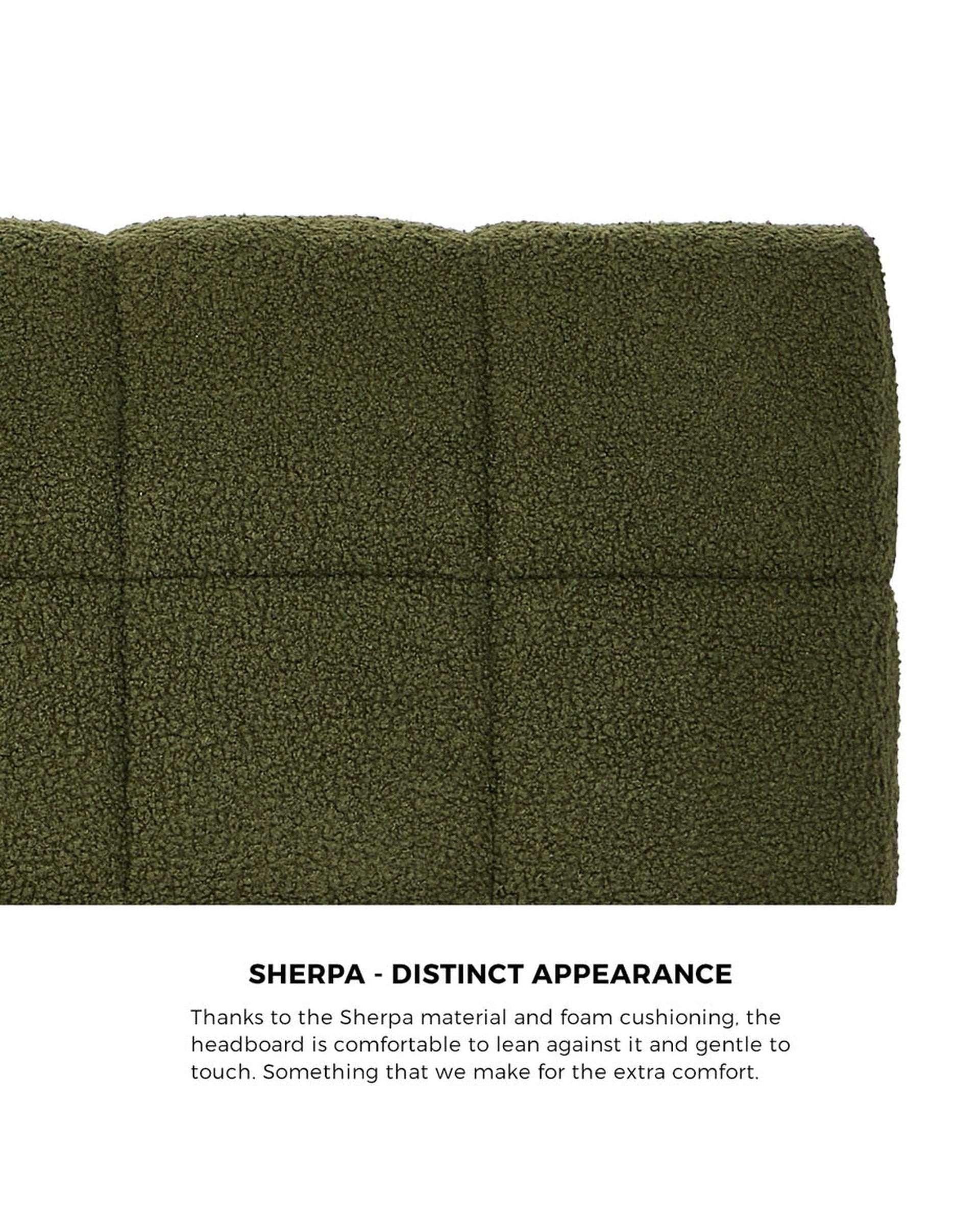 Oikiture Bedframe VERDE Bed Frame Tufted Headboard Green Boucle