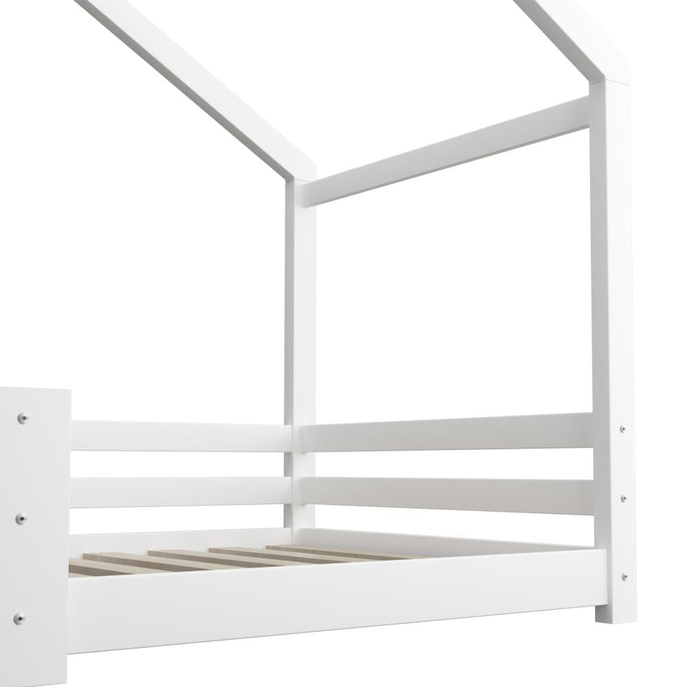 Oikiture Bedframe VIista Kids Bed Frame With Single Mattress Set White