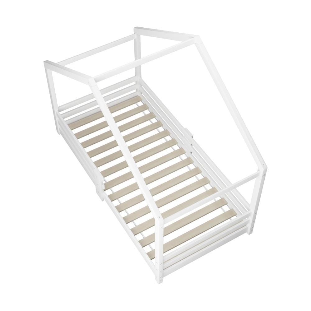 Oikiture Bedframe VIista Kids Bed Frame With Single Mattress Set White