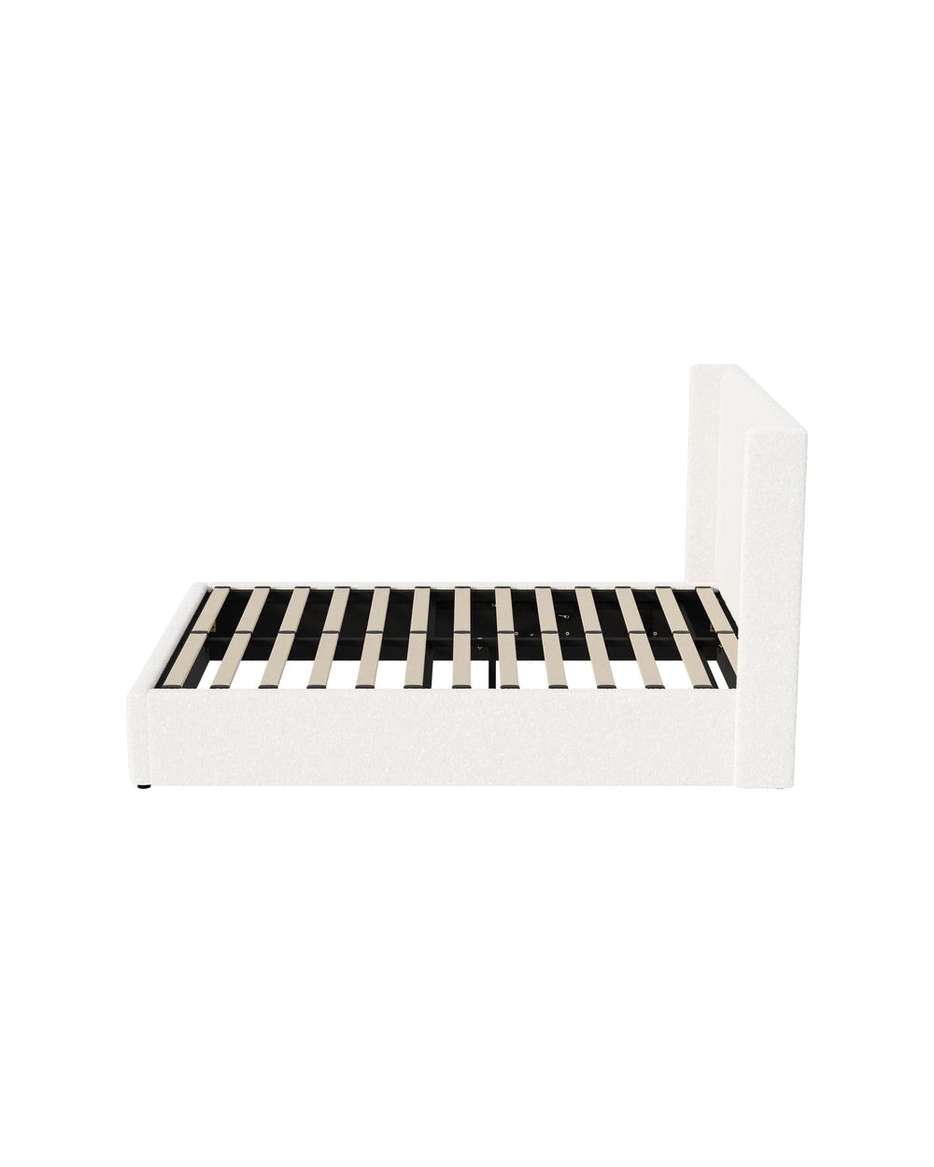 Oikiture Bedframe WAVERLEY Bed Frame Gas Lift Base Storage - WHITE