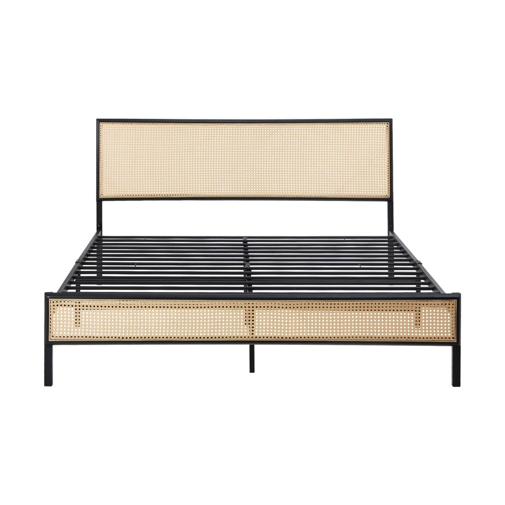 Oikiture Bedframe WAZE Metal Bed Frame - Rattan Board
