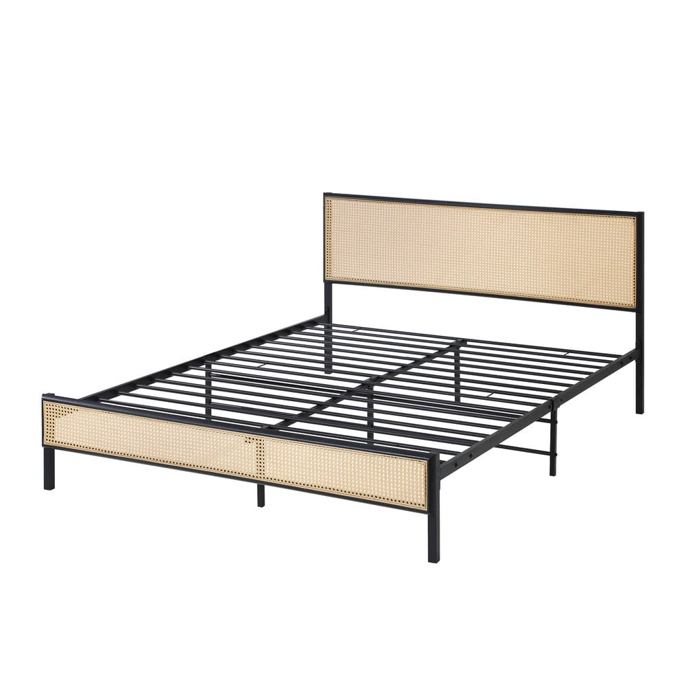 Oikiture Bedframe WAZE Metal Bed Frame - Rattan Board