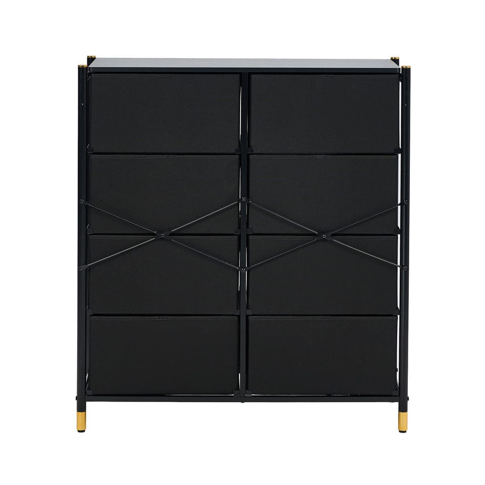 Oikiture Chest of Drawers WIK 8 Chest of Drawers PU Fabric Black
