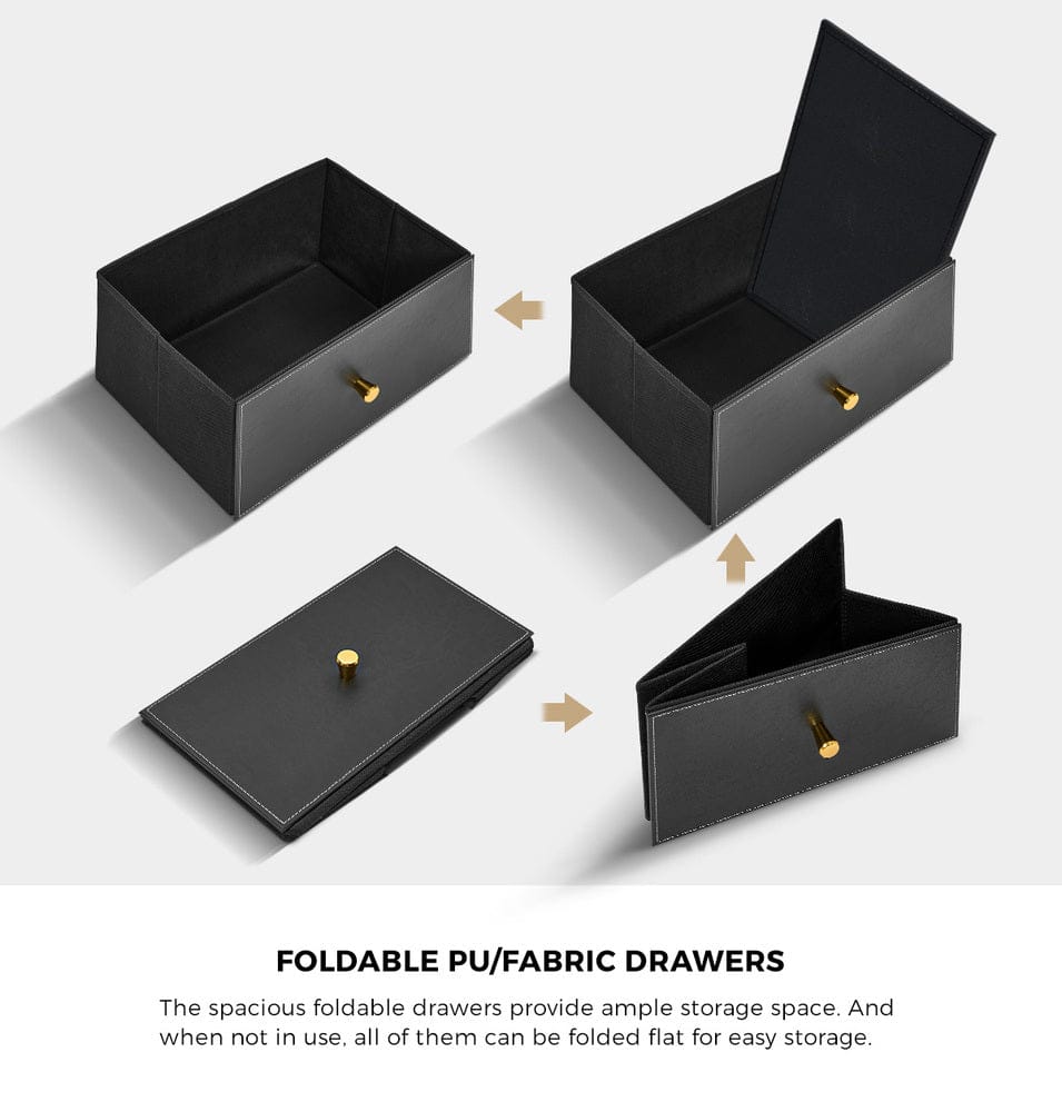 Oikiture Chest of Drawers WIK 8 Chest of Drawers PU Fabric Black