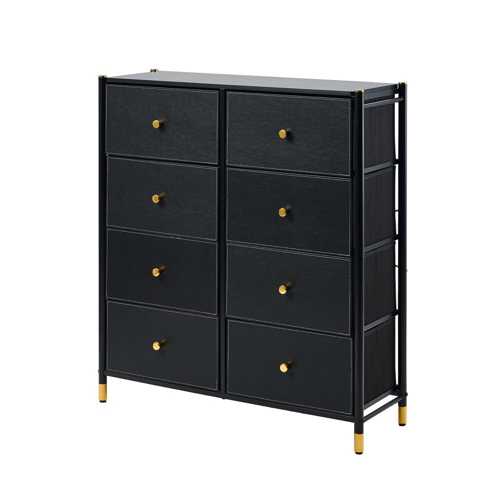 Oikiture Chest of Drawers WIK 8 Chest of Drawers PU Fabric Black