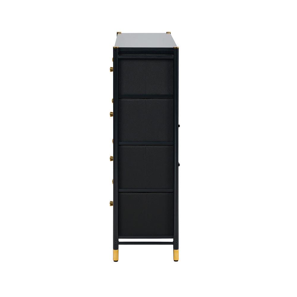 Oikiture Chest of Drawers WIK 8 Chest of Drawers PU Fabric Black